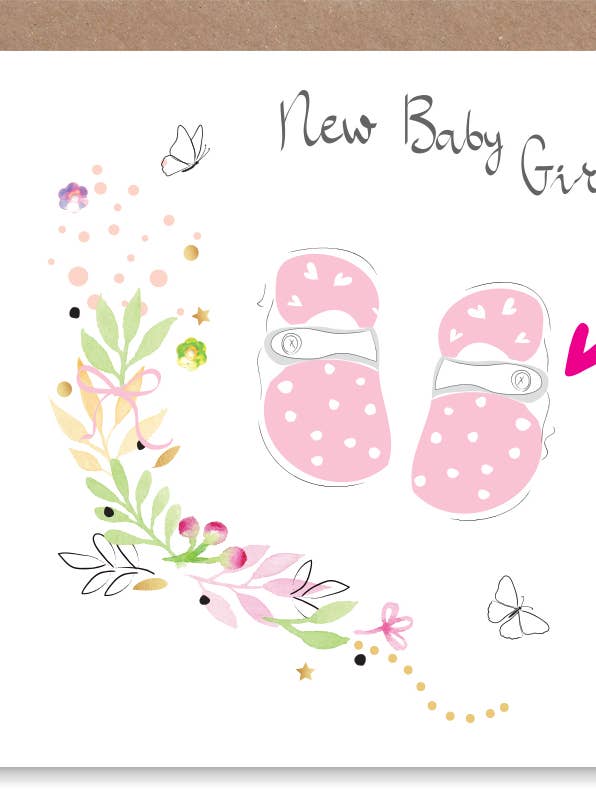Baby Girl Floral Booties - Hand-Finished Wholesale Card for wholesale by SABIVO Design