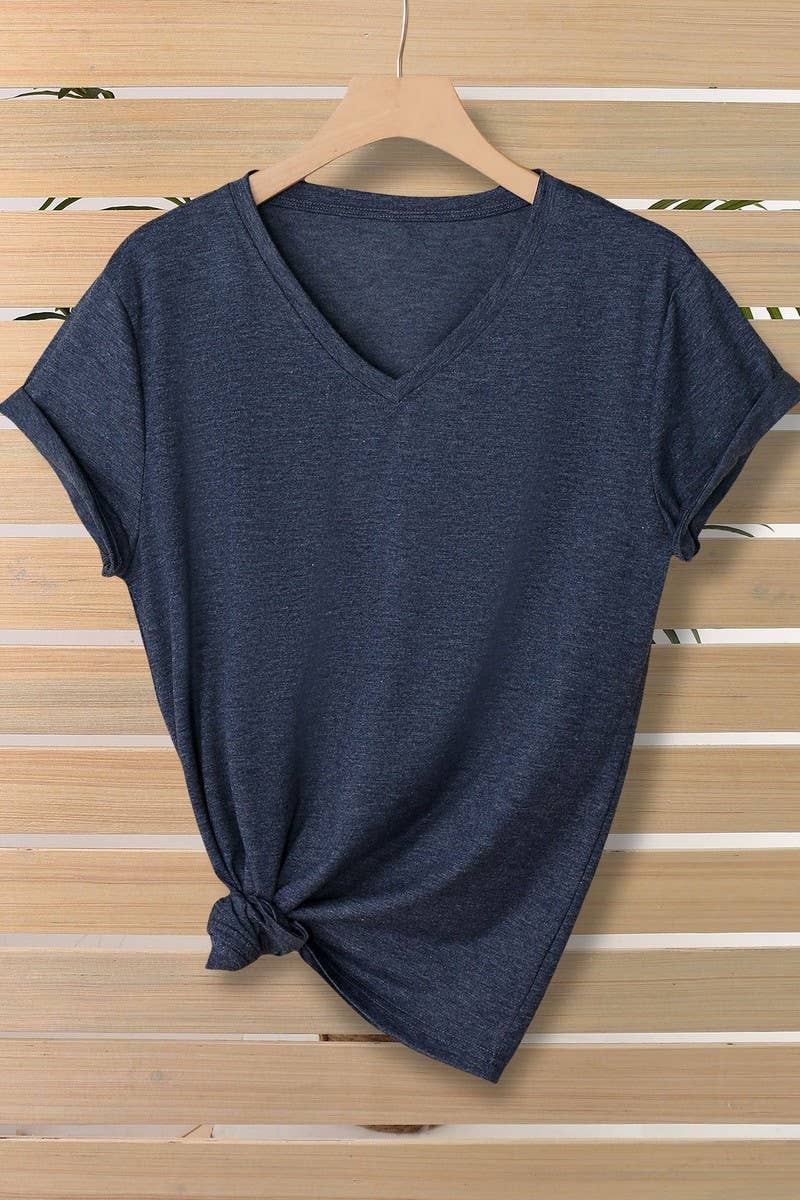 NINEXIS - Wholesale T-Shirt - Women's - CWTTS1544_V-NECK FASHION SIMPLE SOLID COLOR SHORT SLEEVES7