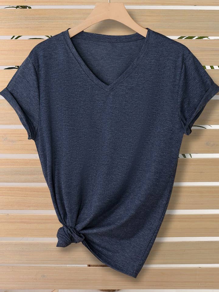 NINEXIS - Wholesale T-Shirt - Women's - CWTTS1544_V-NECK FASHION SIMPLE SOLID COLOR SHORT SLEEVES7