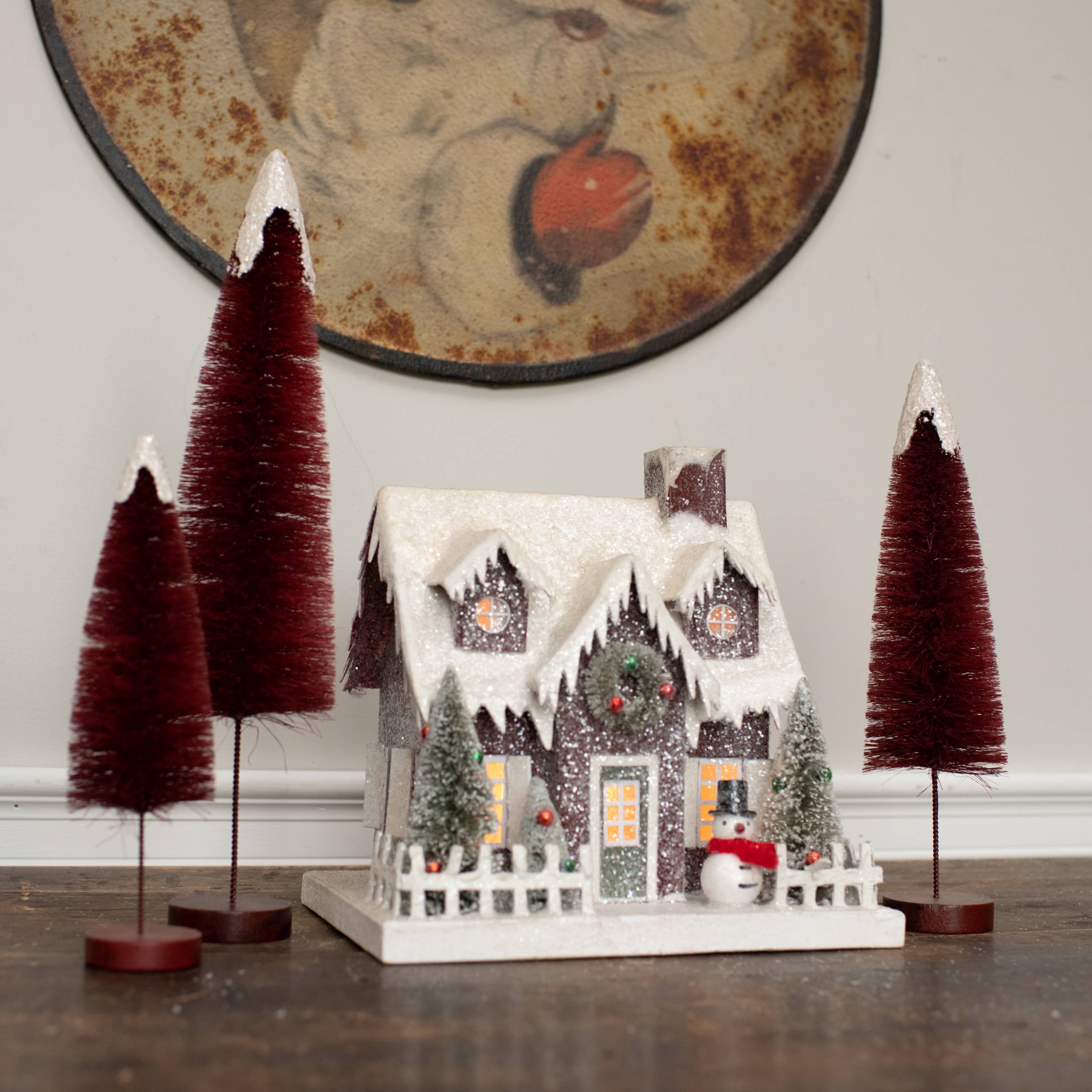 Ragon House – Decoração de Natal por atacado – CASA VERMELHA C/ BONECO DE NEVE0