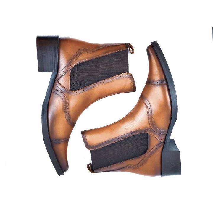 Western Chelsea boot model 9951 - Cognac Leather for wholesale by Pinto Di Blu