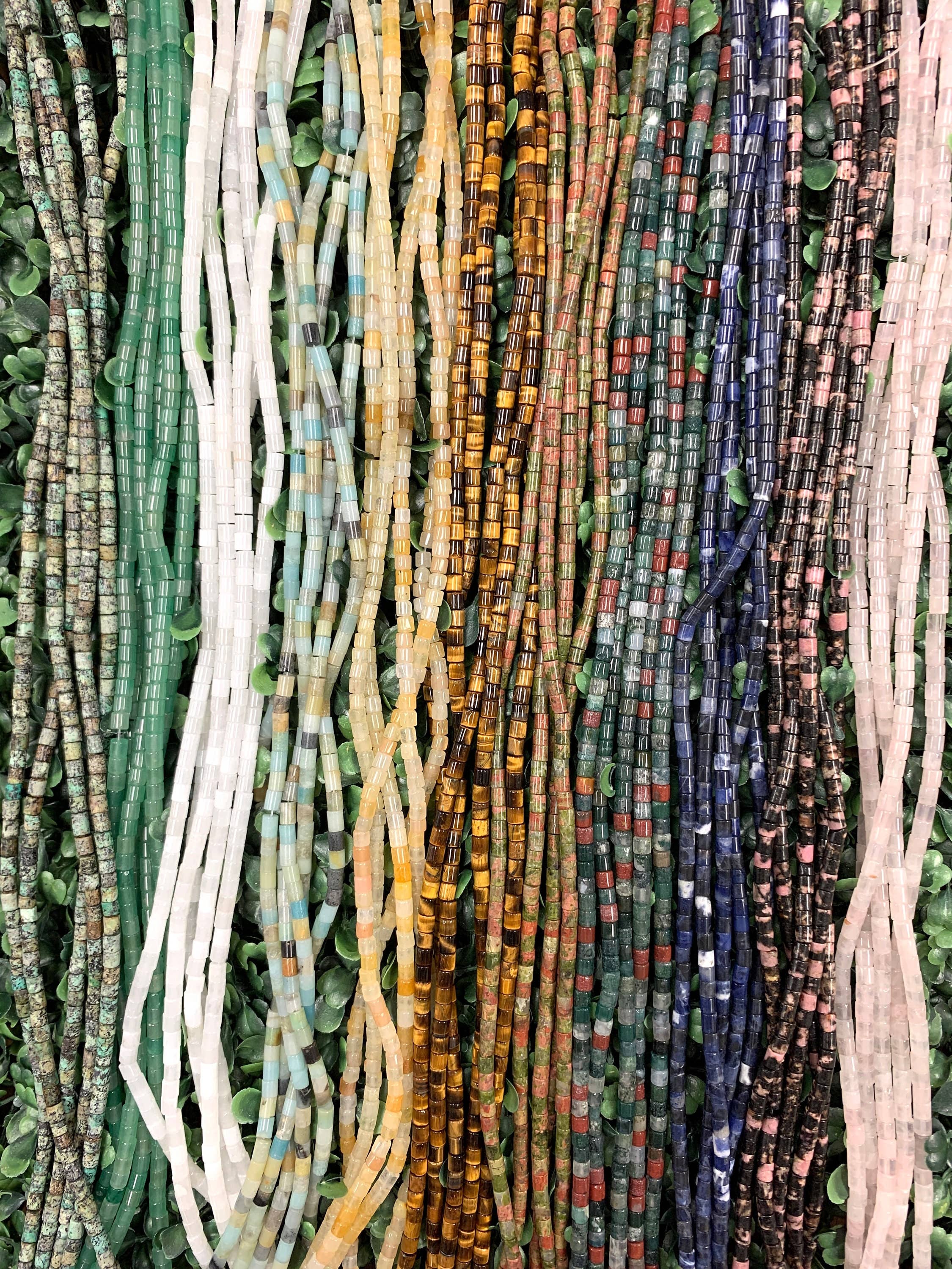 The Bead Bazaar - Wholesale Beads - 4mm Crystal Healing Gemstone Tube Beads, Chakra Natural Gemstone Heishi Beads, Accent Stone Beads, Healing Stone Accent Beads, Drum Beads1