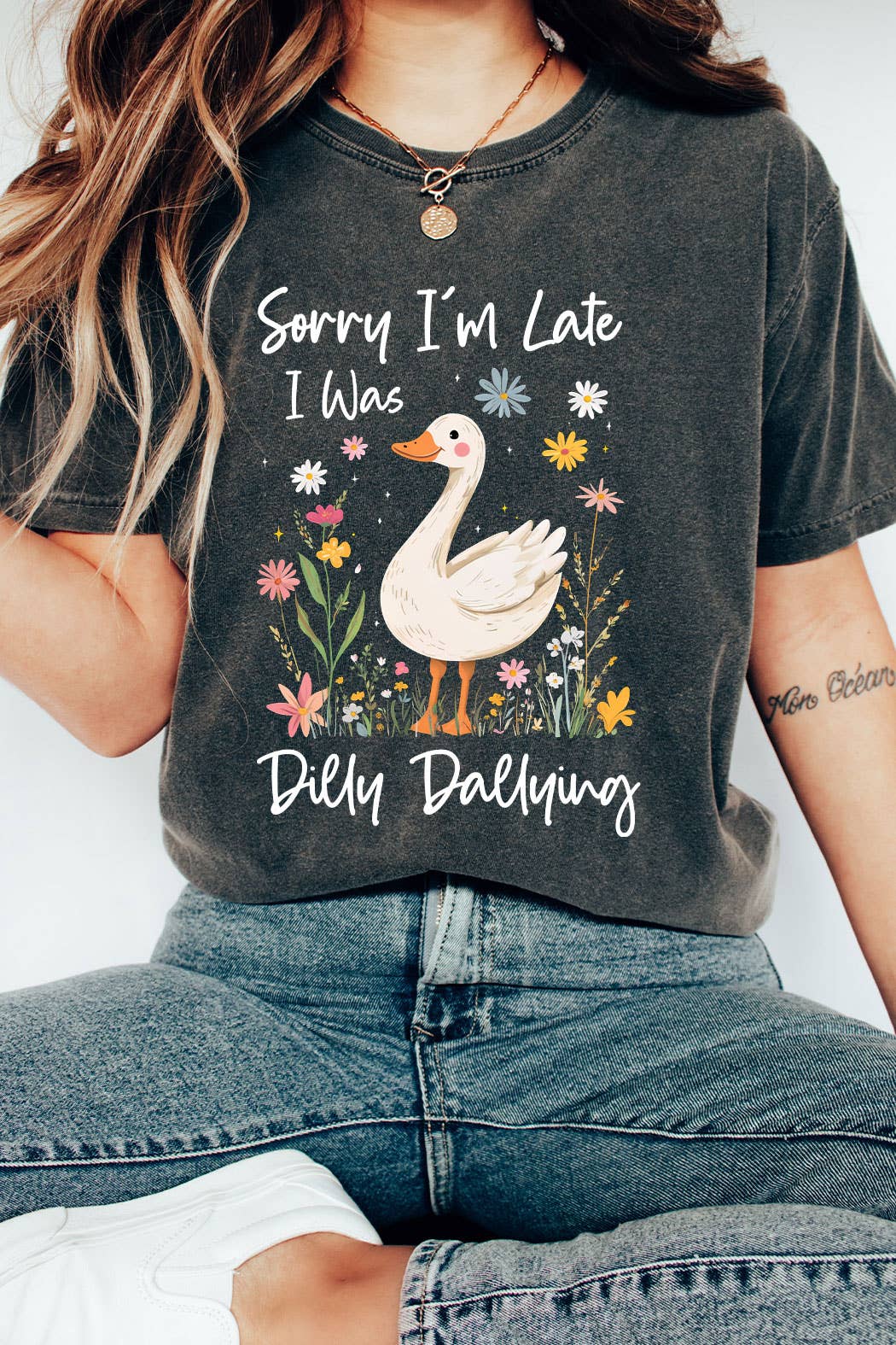 Kissed Apparel - Vendita all'ingrosso Maglietta serigrafata - Donna - Scusa per il ritardo, stavo perdendo tempo Comfort Colors0