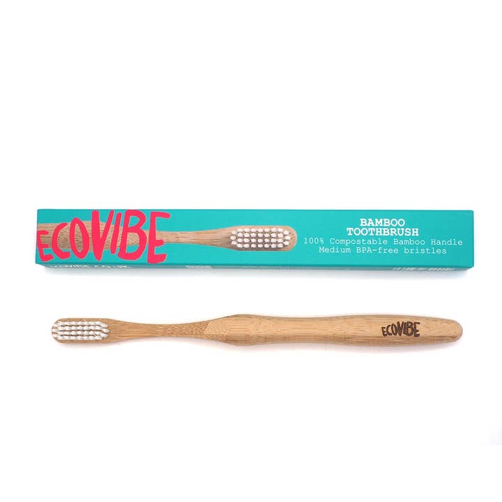 EcoVibe Natural Bamboo Toothbrush with Medium Bristles for wholesale by EcoVibe