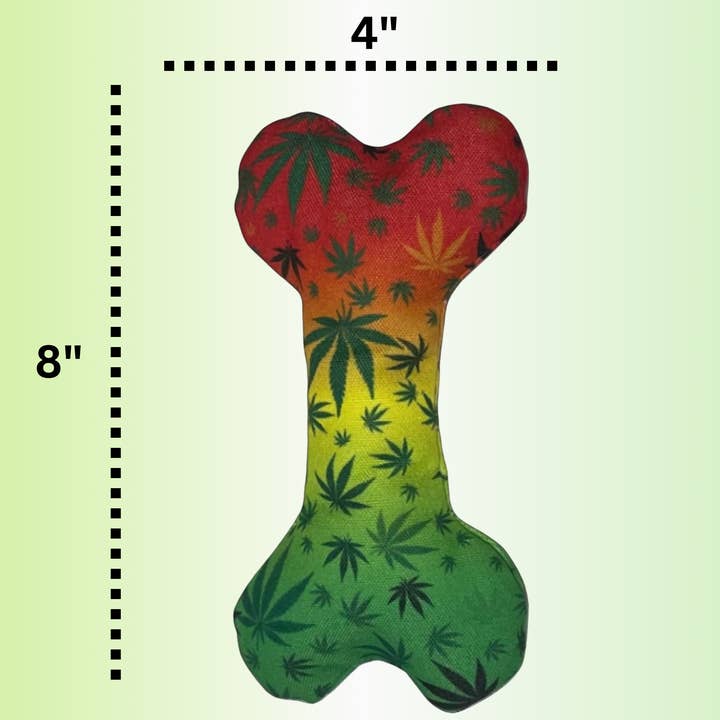 PAW:20 - Wholesale Pet Squeaky Toy - Dog - Stoned to da Bone, Cute Stuffed Rasta Leaf Bone Dog Toy2