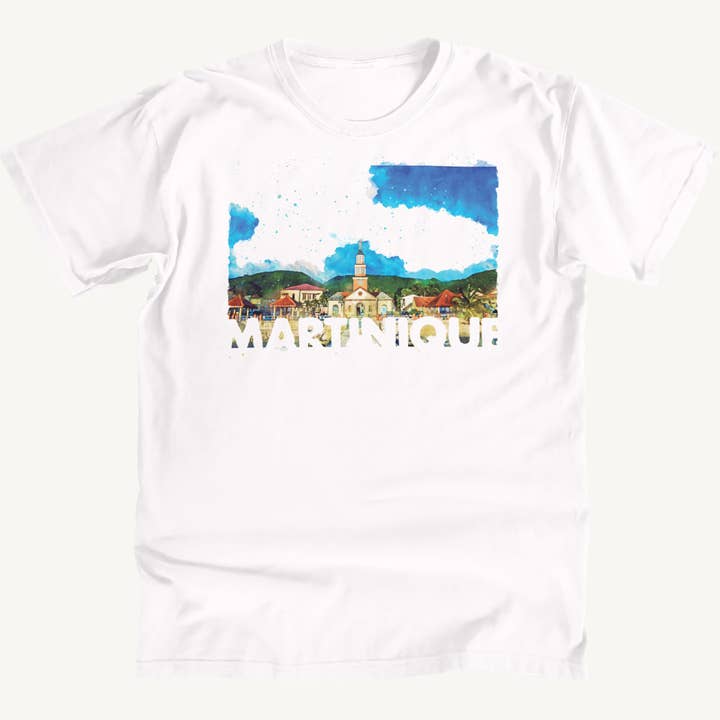 Martinique Aquarel Stad Premium T-shirt voor wholesale door Salt Water Colours