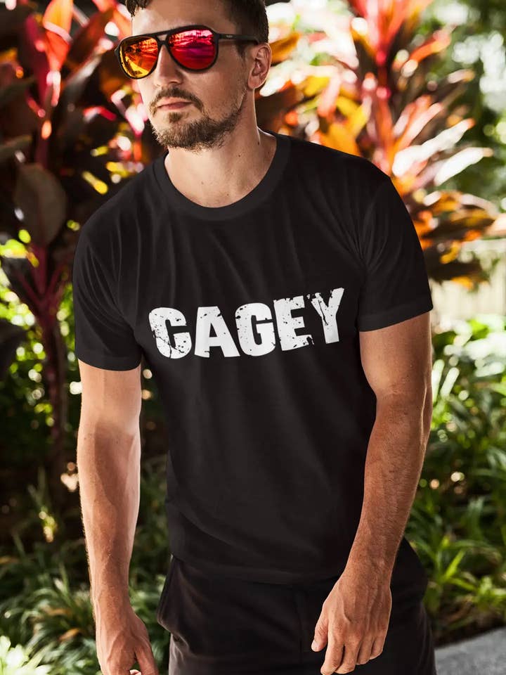 cagey Retro T-shirt herr svart födelsedagspresent 00553 för wholesale av ULTRABASIC