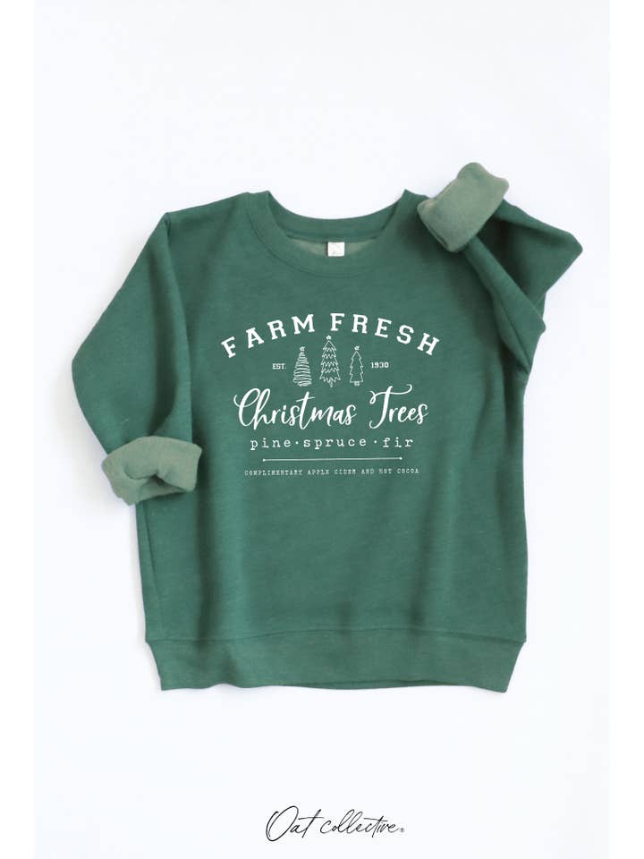 OAT COLLECTIVE - Wholesale Sweatshirt - Kids - FARM FRESH CHRISTMAS TREES Toddler Graphic Sweatshirt