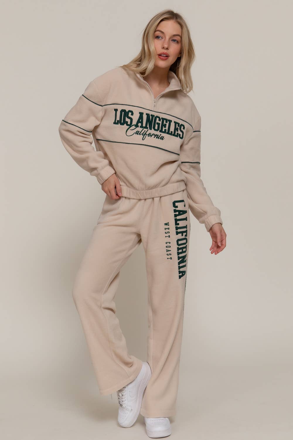 Active Basic | Active USA – wholesale Sweatshirt – Women's – Half Zip Up Mock Neck Embroidery Fleece Top3