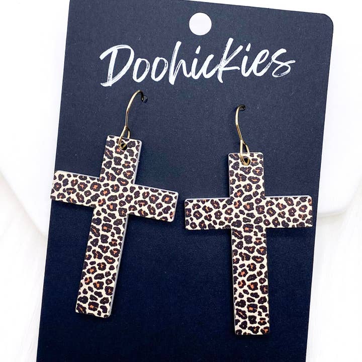 Doohickies - Wholesale Dangle Earrings - Cross Dangles -Acrylic & Wood Earrings