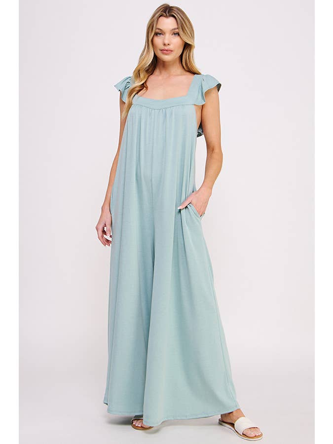 JADE BY JANE - Wholesale Jumpsuit - Women's - Ruffle Knit Maxi Jumpsuit KRJ8050-1