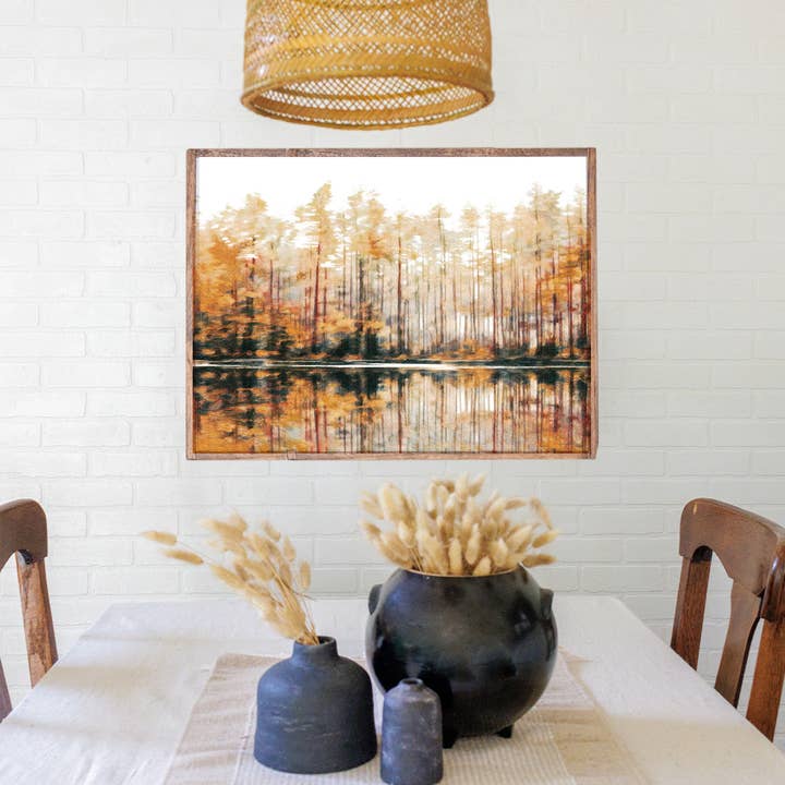River Forest Landscape Wall Art 24" x 33" for wholesale by Rustic Marlin Personalized Home Decor