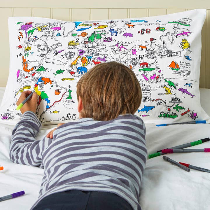 eatsleepdoodle - UK – wholesale Bedding pillowcase/sham – Kids & Baby – World Map Pillowcase - DIY Colouring Kit4