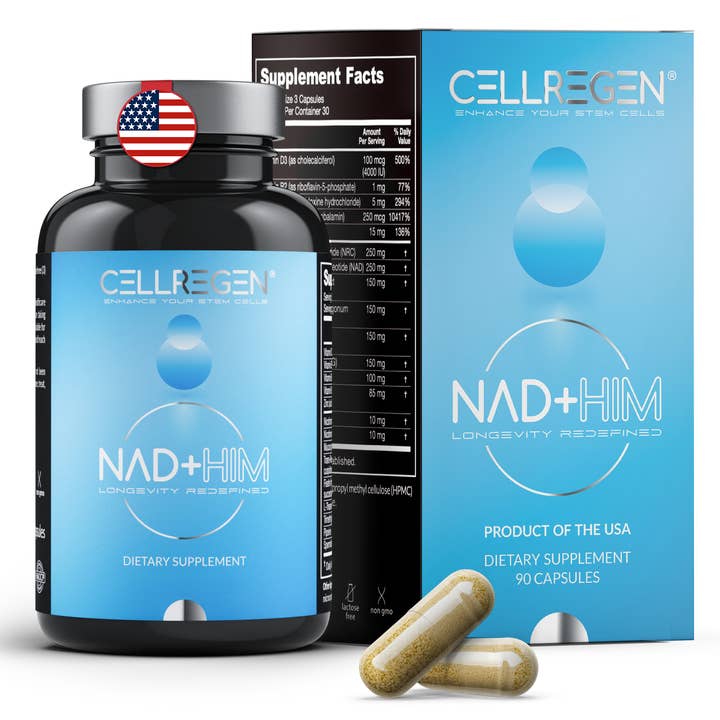 NAD+HIM™ 90 Capsules | Augmente la Testostérone, NAD+, Santé des Cellules Souches & Glutathion pour Vitalité, Énergie et Performance pour la vente par Cellregen