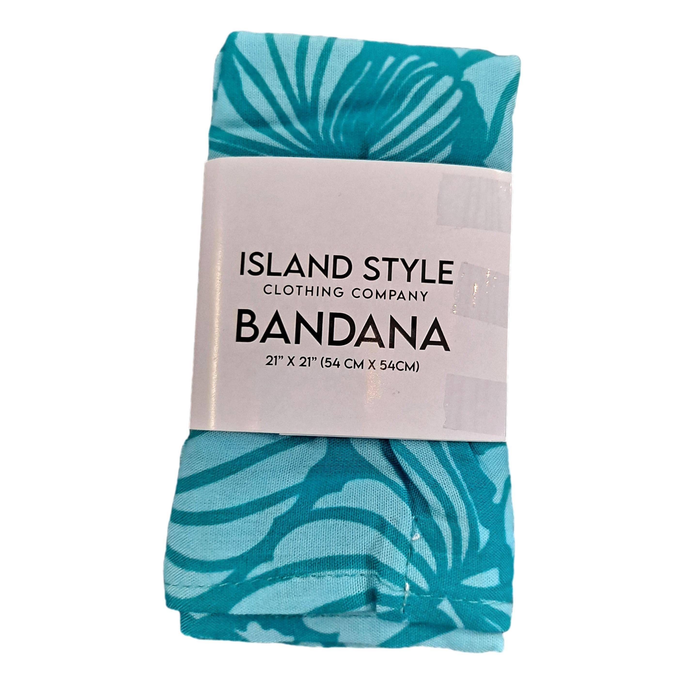 Island Style Clothing Co by Akamai Distribution Ltd - Wholesale Bandana - Women's - Bandana Teal Hibiscus Lightweight Rayon 21 x 21 1