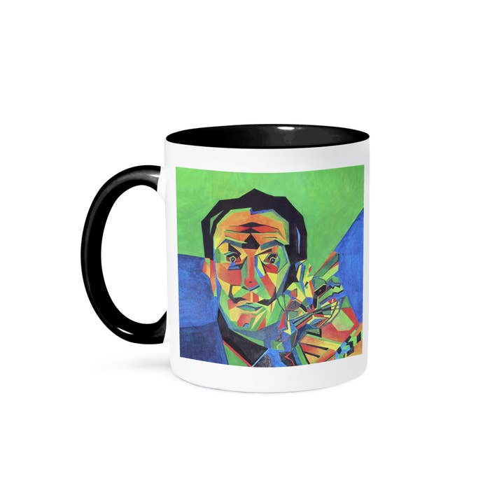 3dRose - Wholesale Coffee Mug - 3dRose, Dali with Ocelot and Cane - dali, salvador dali, ocelot, portrait, man, male, cat, Mug