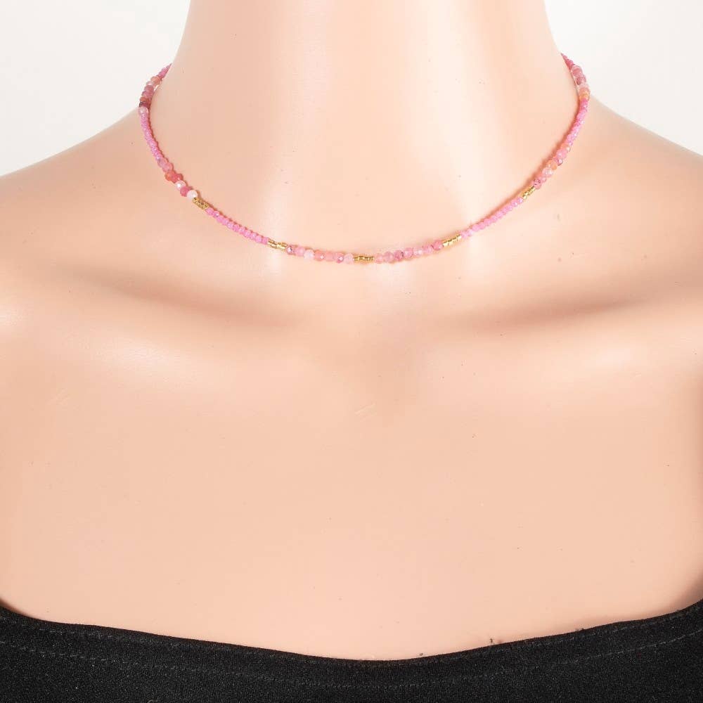 The Looks by Fame Accessories - Venta al por mayor Collares con colgantes/abalorios - Collar de cuentas con piedras semipreciosas facetadas mixtas3