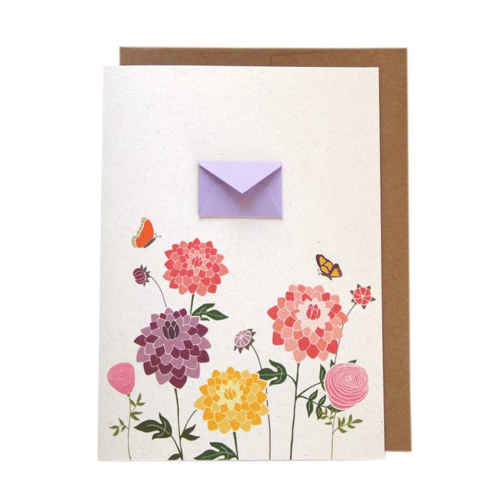 Dahlias Tiny Envelopes Card for wholesale by Lemon Drop Papers, Inc.