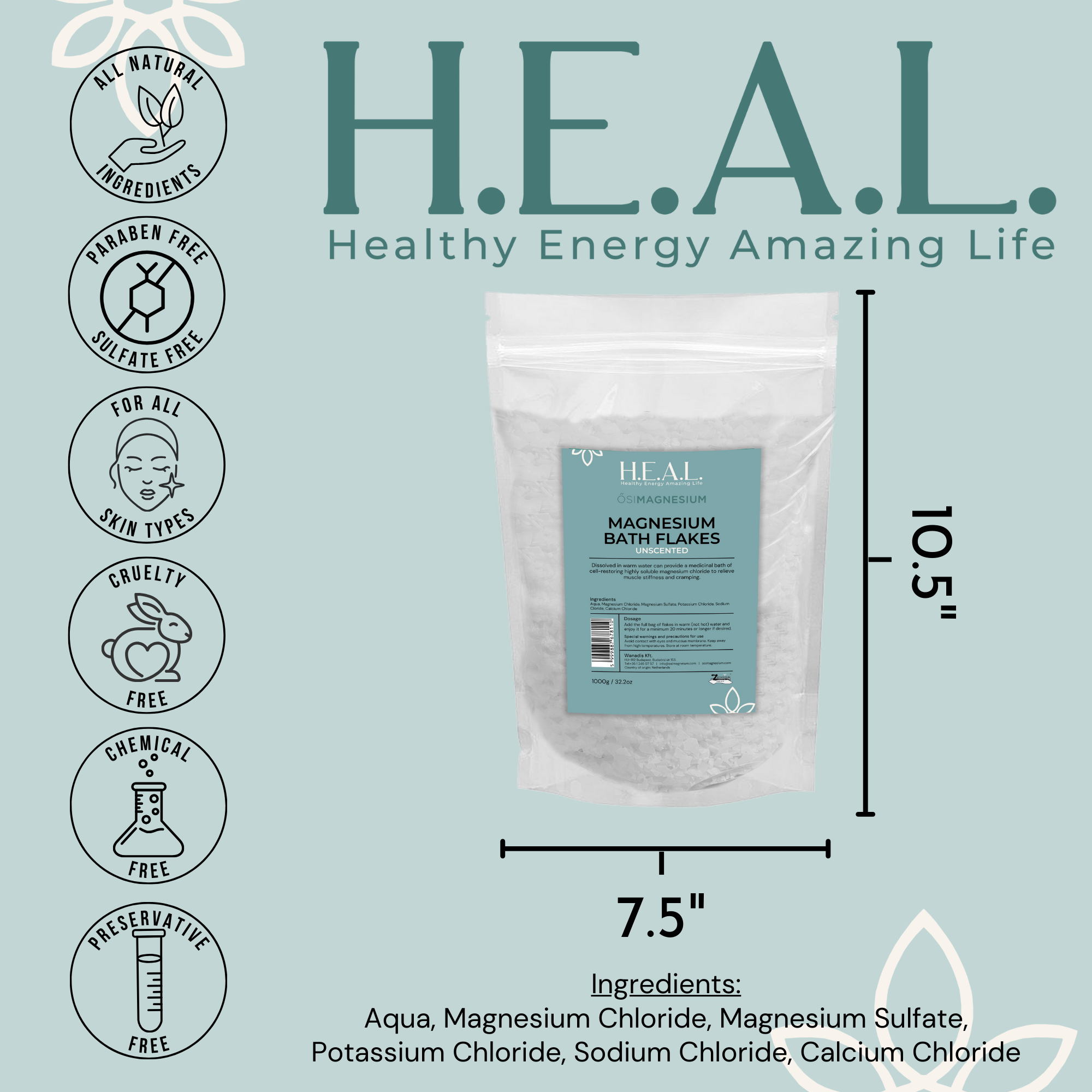 Healthy Energy Amazing Life - Vente Sel de bain - FloCONS DE BAIN ŐSIMAGNESIUM — 2,2 lb6
