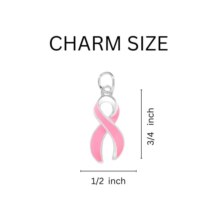 The Awareness Company - Wholesale Charm/Dangle Bracelet - Large Pink Ribbon Chunky Charm Bracelet