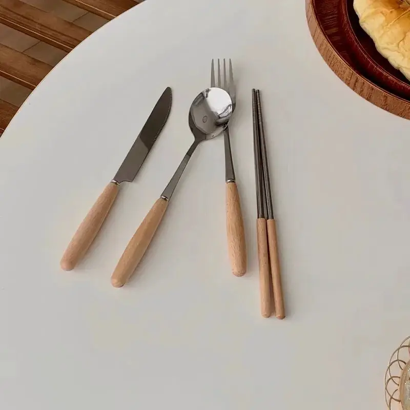 Otterware - Wholesale Cutlery set - Natural Wood Handle Stainless Steel Flatware Set13