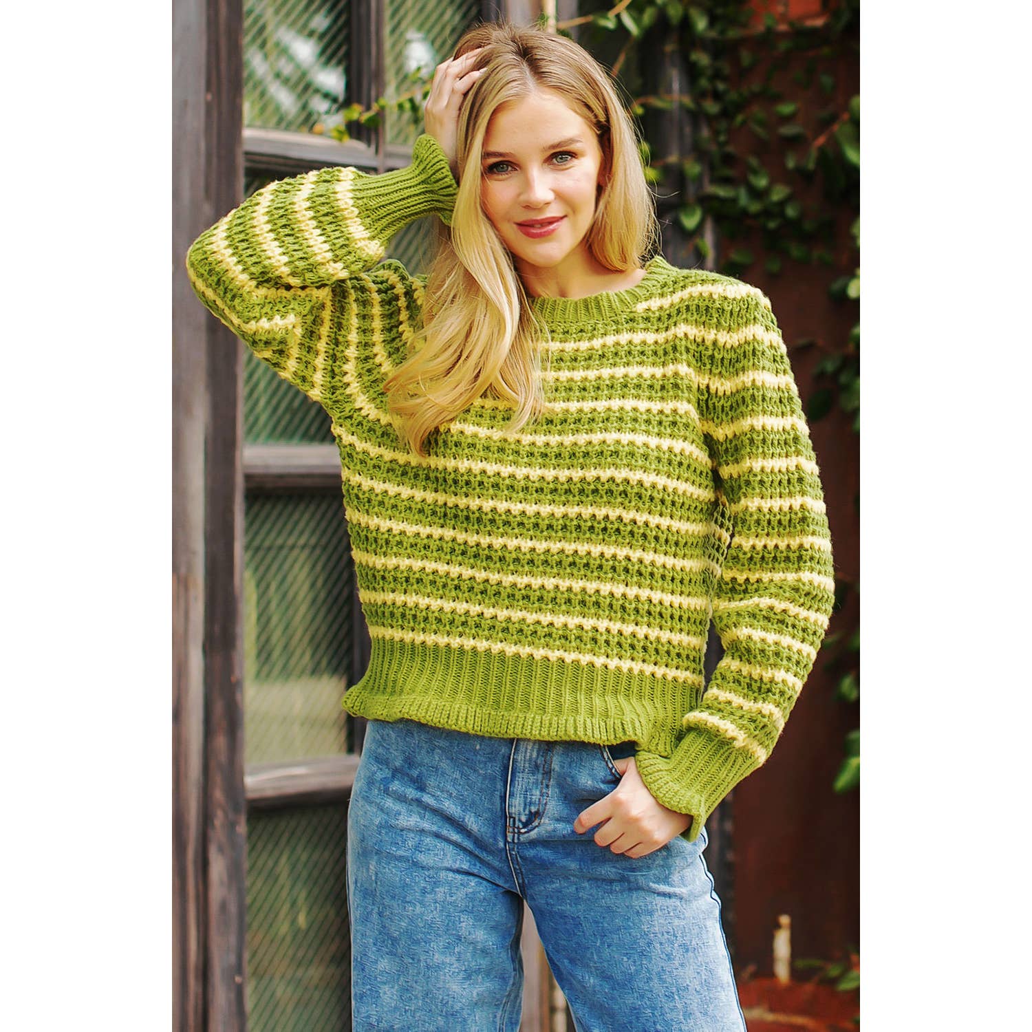 Strut & Bolt - Wholesale Pullover-trui - Dames - Gehaakte trui met gestreepte print1