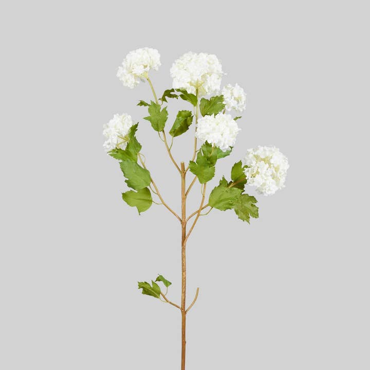 Afloral - Wholesale Artificial Flowers - Faux Snowball Hydrangea in Crisp White - 43.5"