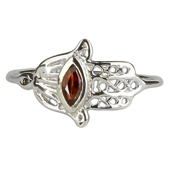 Esprit Creations - Wholesale Single Stone/Solitaire Ring - Garnet Healing Hand Hamsa Ring
