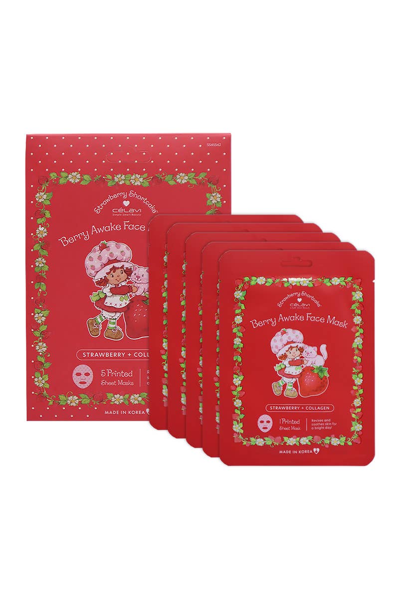 PINEAPPLE Beauty - Wholesale Skincare Face Mask - Celavi SS45542 Strawberry + Collagen 5 Sheet Mask Set - 1set1