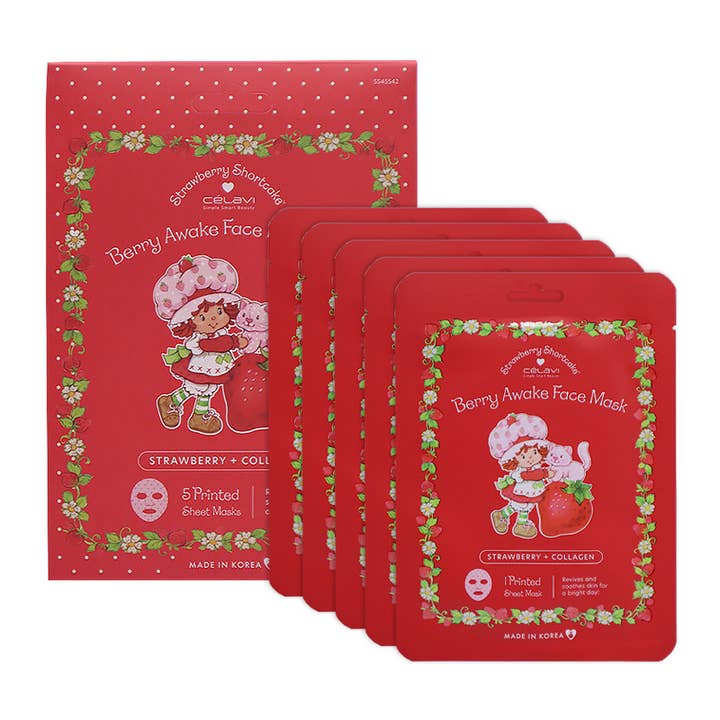 PINEAPPLE Beauty - Wholesale Skincare Face Mask - Celavi SS45542 Strawberry + Collagen 5 Sheet Mask Set - 1set1