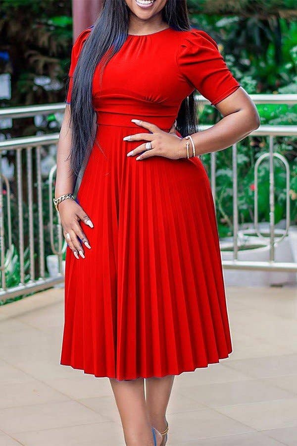 Aria Romance – Vestido - Mulher por atacado – Vestido de mudança de manga curta de cor sólida0