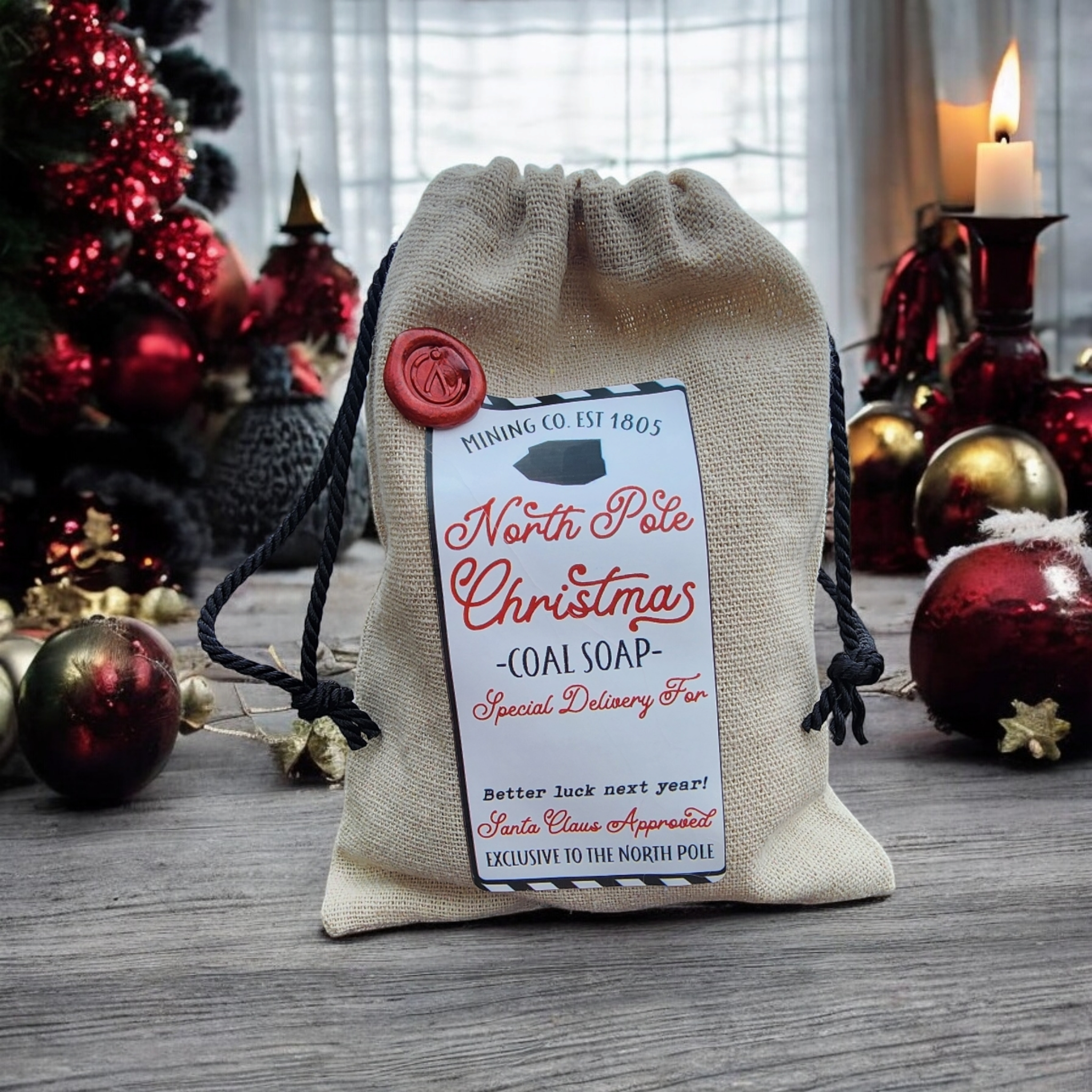 Black Cauldron Soap Co. - Wholesale Bar Soap - Bag of Coal Santa's Naughty List -  Face & Body Soap  - Coal Stocking, Christmas Coal, Winter Gift, Coal Soap, Lump of C0