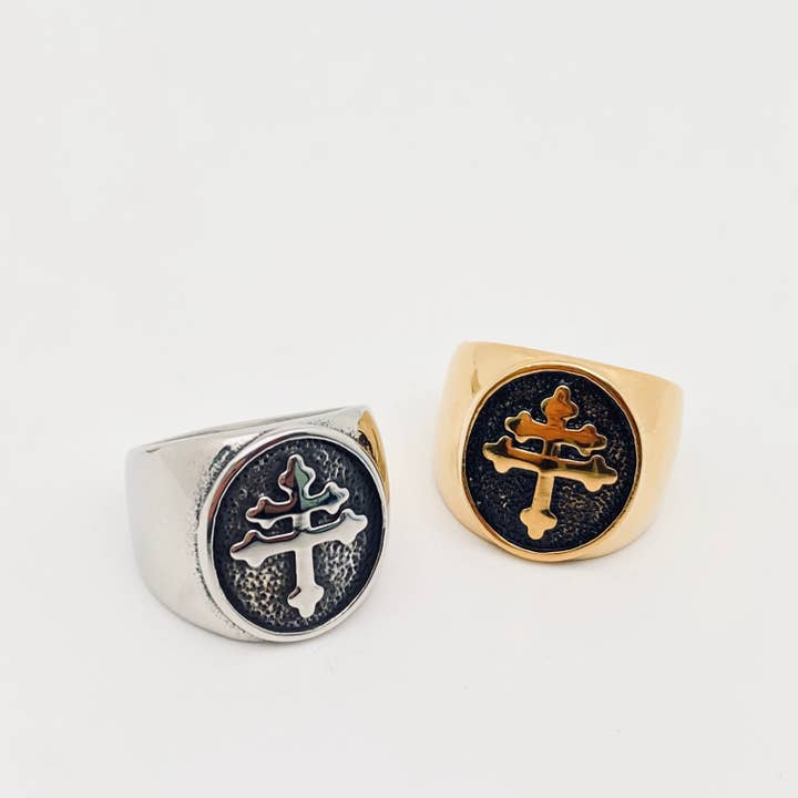 Mio Queena - Wholesale Signet Ring - Lorraine Cross Stainless Steel Ring - MJ/MR