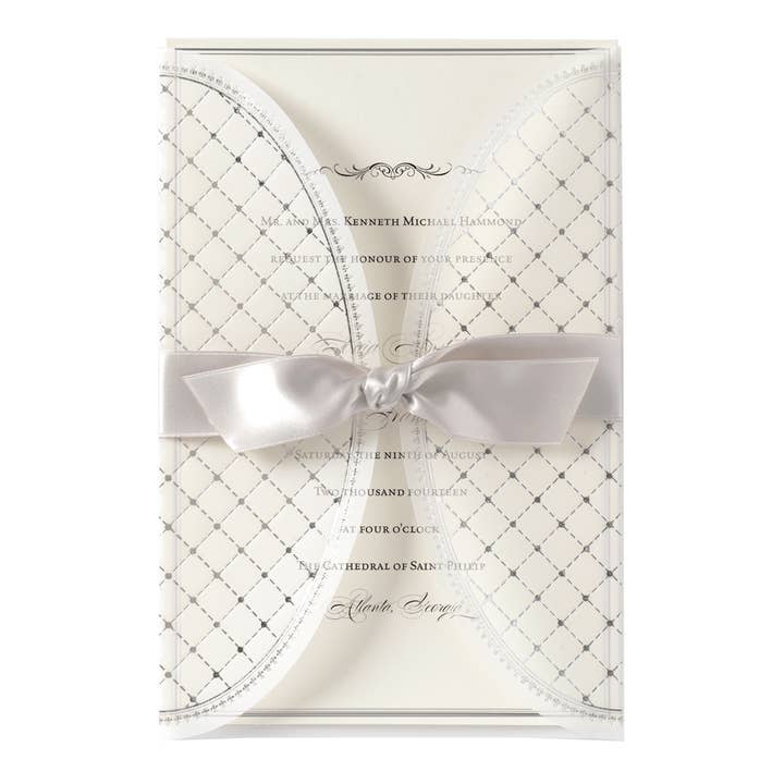 Invitation à rabat en vélin arlequin en feuille d'argent pour la vente par Anna Griffin Inc