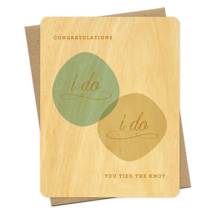 Night Owl Paper Goods - Venta al por mayor Tarjetas de boda - Tarjeta de felicitación de boda I Do I Do Wood