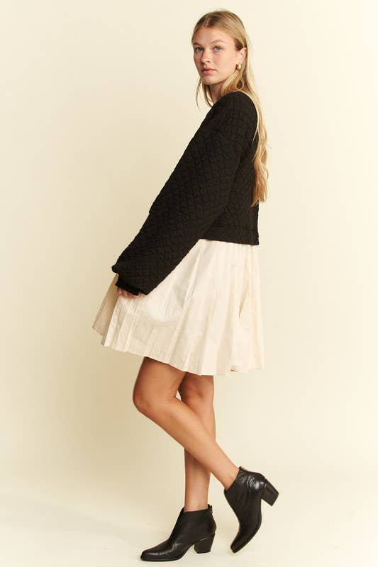 JADE BY JANE – Großhandel Kleid – Damen – LANGÄRMLIGES PLISSEE-ROCKKLEID AUS BAUMWOLLE5