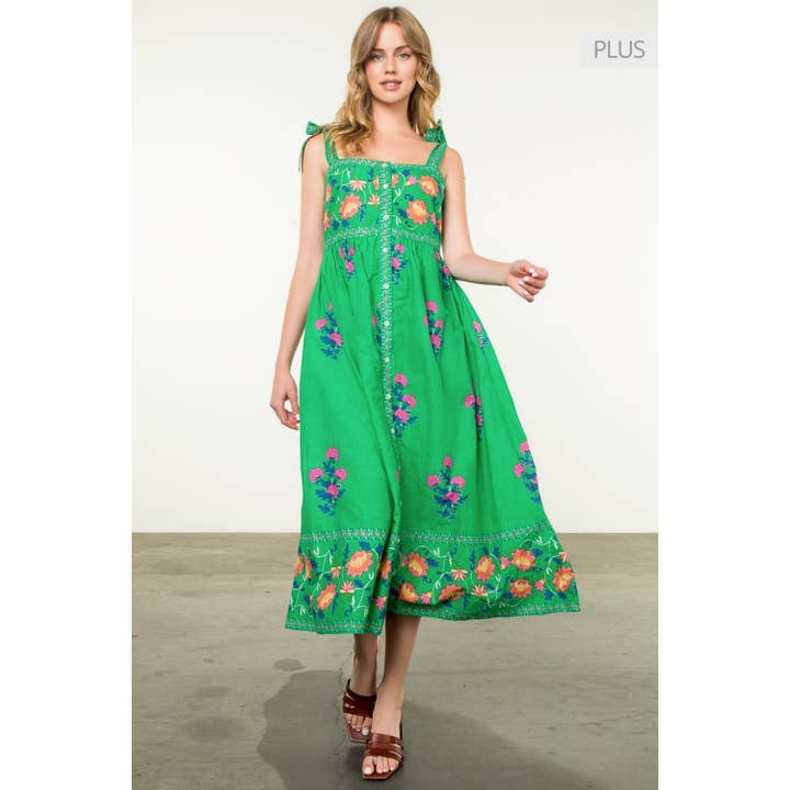 GREEN /Size XL/ Tie Strap Flower Print Dress for wholesale on Faire