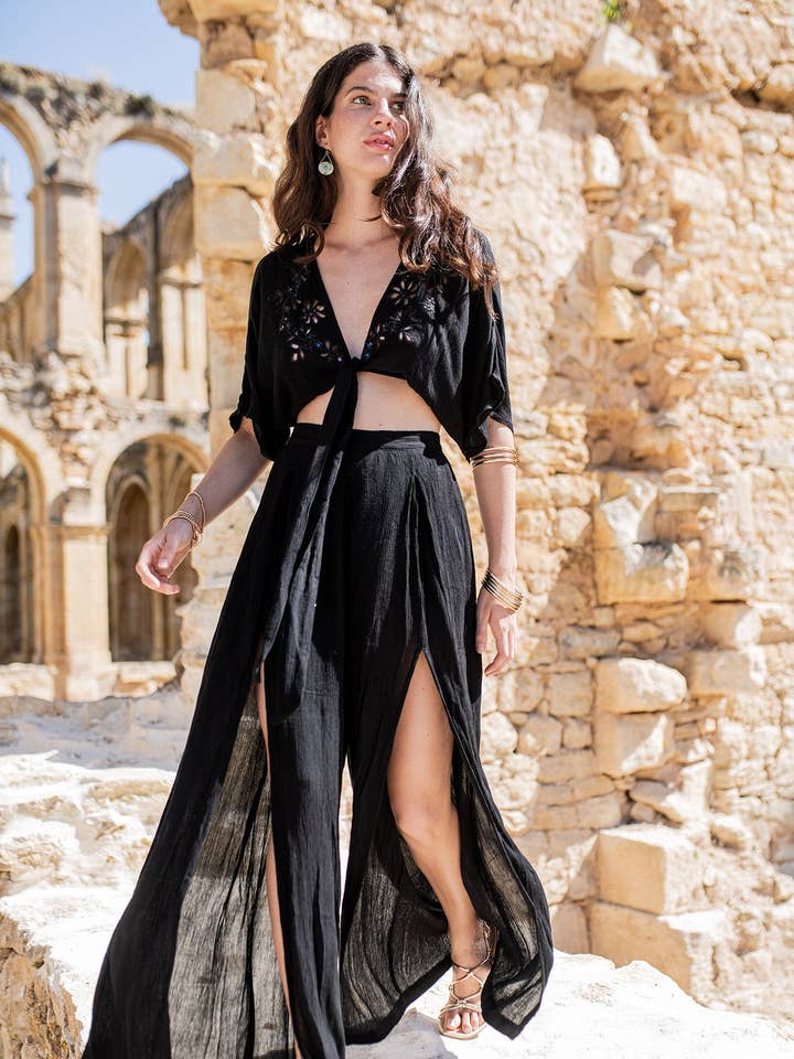 BONAIRE BLACK LONG PANTS SET for wholesale by Piti Cuiti