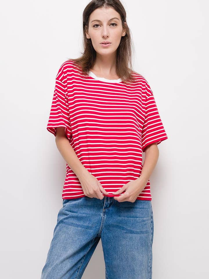 T-shirt marinara manica corta MILLARIA rossa per la vendita all'ingrosso da parte di MACMAX