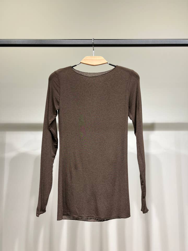 L'Emotion - Wholesale T-Shirt - Women's - Lightweight Long Sleeve Round Neck T-Shirt 15% Cashmere17