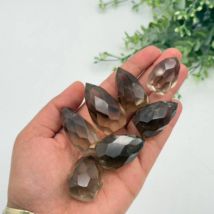 Meraki Gemstones - Wholesale Spiritual Stone/Crystal - Smoky Quartz Crystal Faceted Pear Shape5