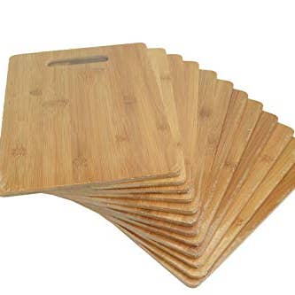 INVISION - Wholesale Cutting Board - 12pc Bulk 12X9" Rectangular Bamboo Serving Cutting Board Set