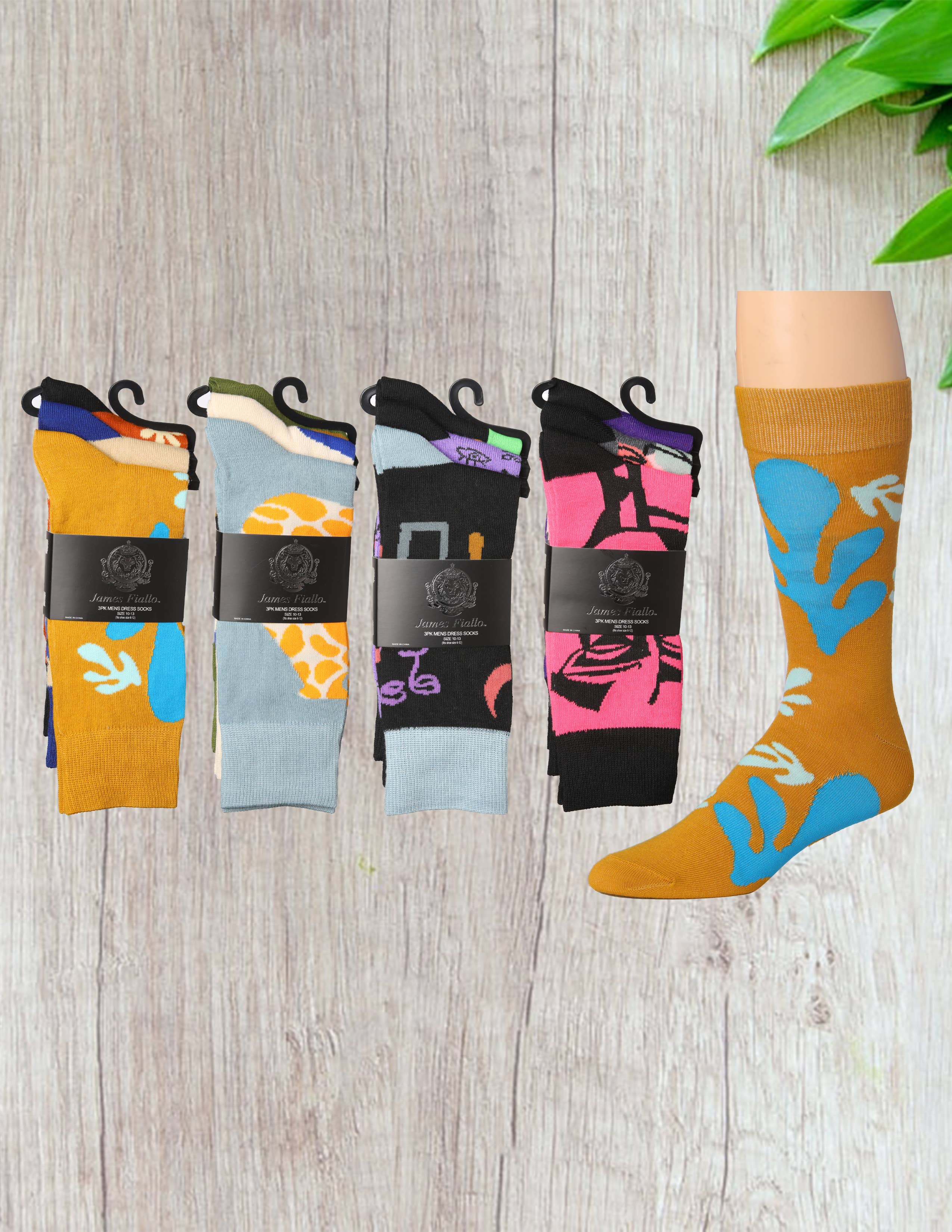 Isadora, Tipi toe, & James Fiallo - Wholesale Socks - Men's - Men's James Fiallo 3 Pack Men's Colorful Fancy Dress Socks8