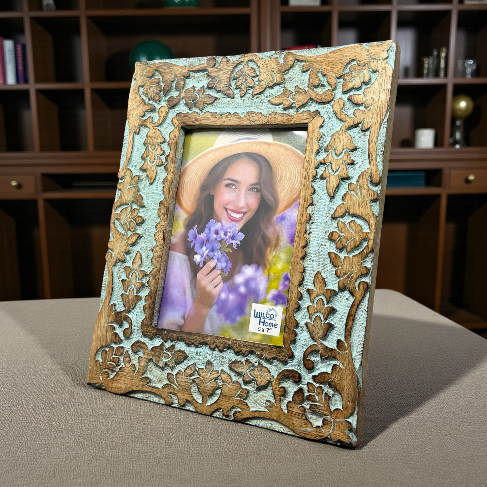 Wilco Home - Wholesale Picture Frame - Roman Hand-Carved Mango Wood Photo Frame-Celestial Blue 9