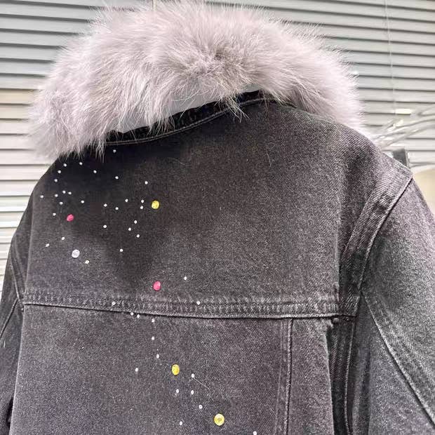 Productseeker - Wholesale Spijkerjack/spijkerjas - Dames - CT142 2025 Winter Gradient Spijkerjas met Vossenbontkraag12