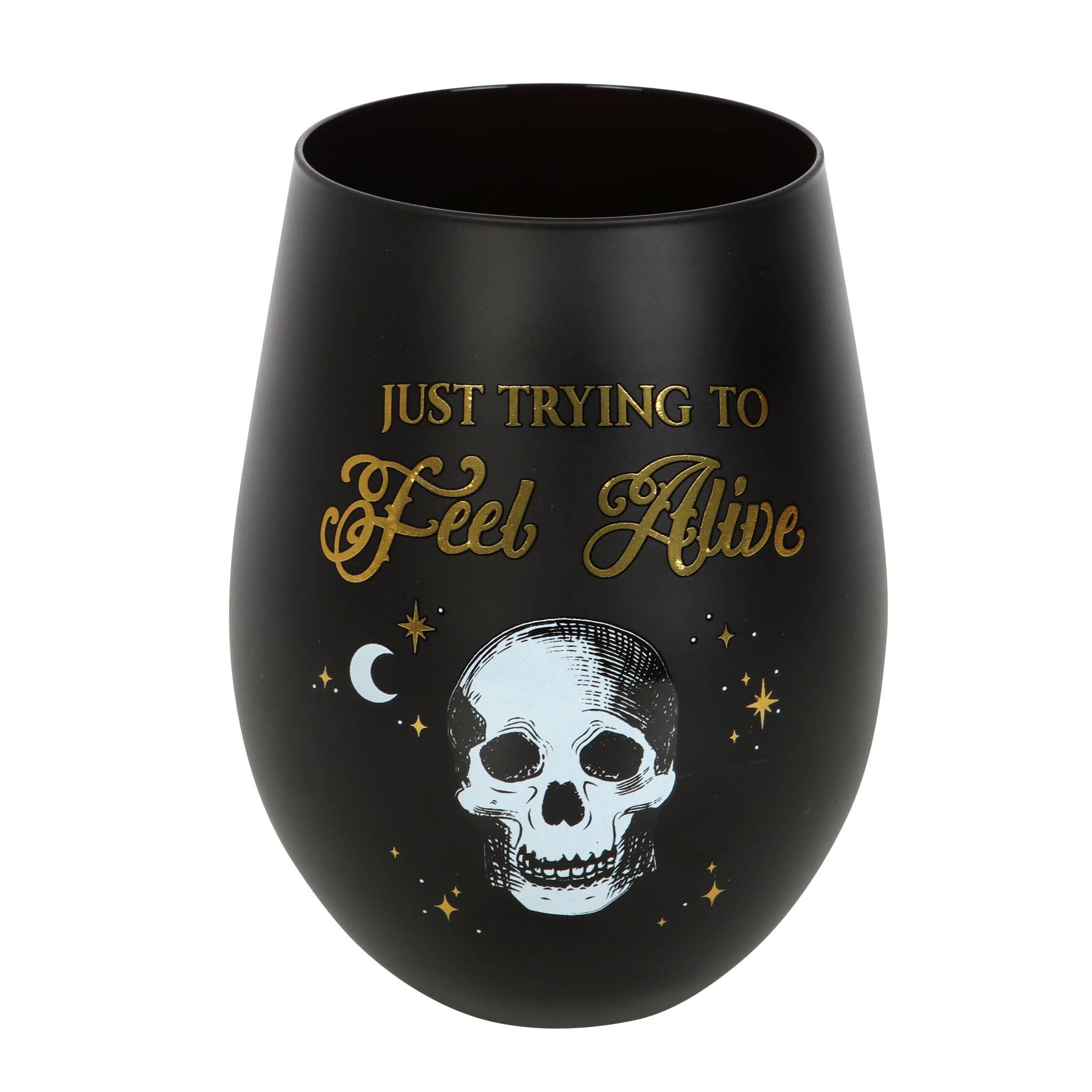 Something Different Wholesale - Wholesale Wine Glass - Trying to Feel Alive Skull Stemless Wine Glass1