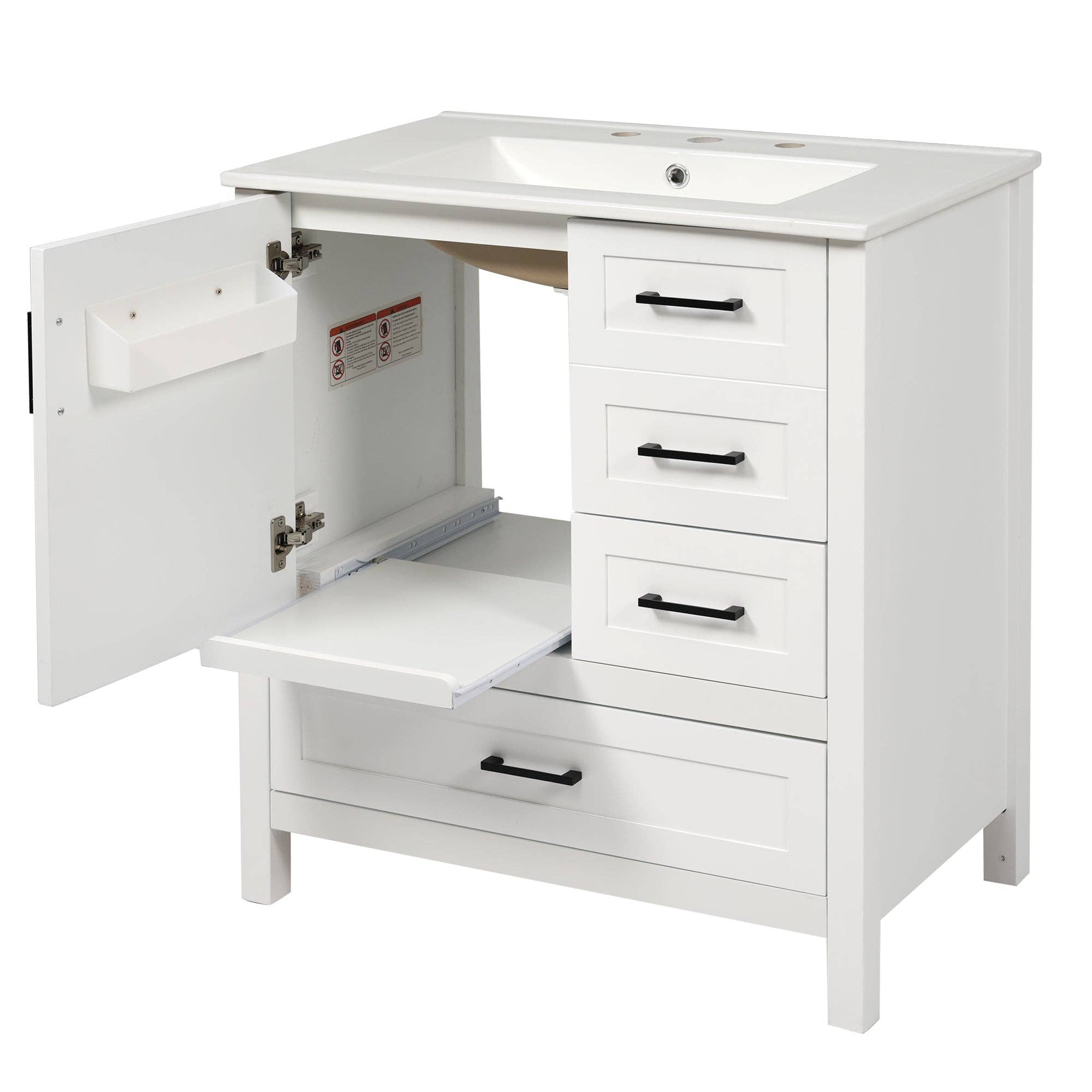 39F Inc. - Vente Armoire - Meuble-lavabo blanc de 30" avec lavabo et tiroirs à fermeture douce28