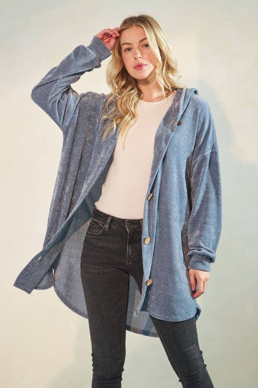 HEIMISH – Cardigan - Mulher por atacado – EJ6401-35 CASACO COM CAPUZ SÓLIDO1