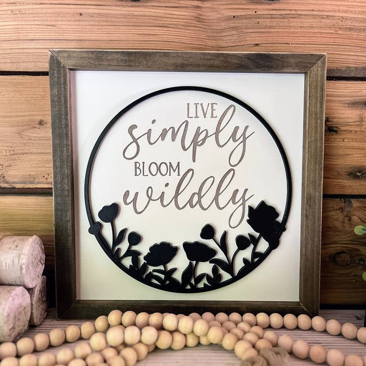 The Farmer's Wife - Wholesale Sign - Live Simply Bloom Wildly Square Sign | Farmhouse Home Decor