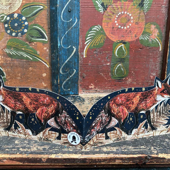 Clare O’Neill Artworks – wholesale Everyday greeting card – Night Fox die cut blank greeting card2